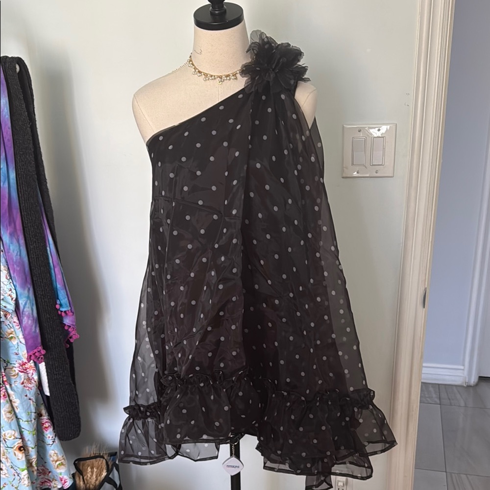 Elegant Black Polka Dot Kids Dress